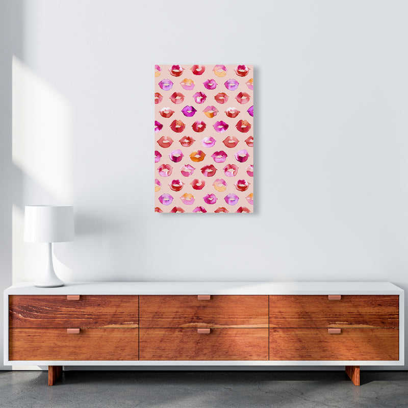 Sweet Love Kisses Pink Lips Abstract Art Print by Ninola Design A2 Canvas
