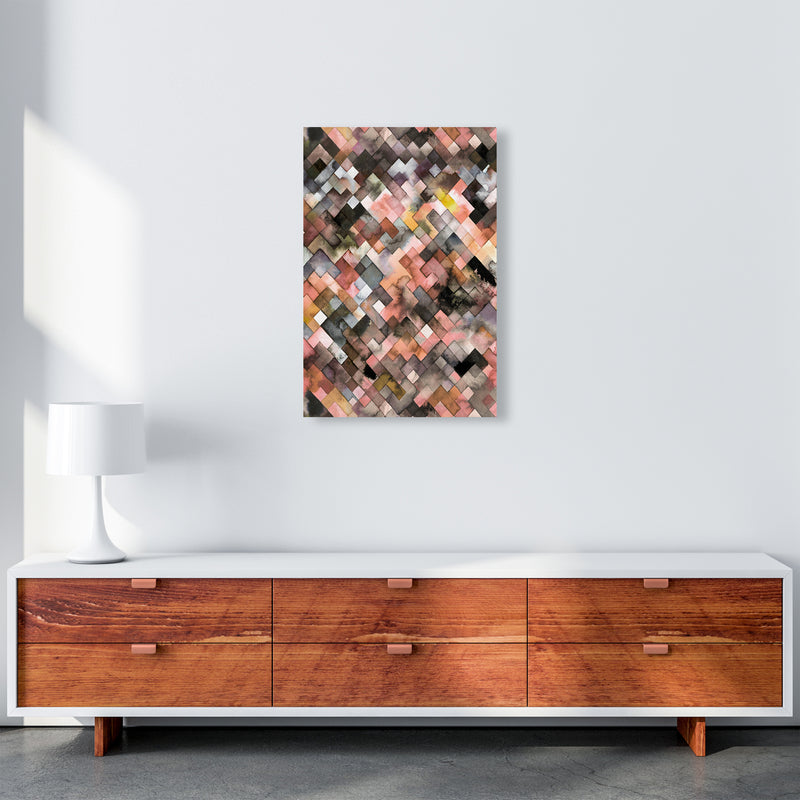 Moody Geometry Rustic Brown Abstract Art Print by Ninola Design A2 Canvas