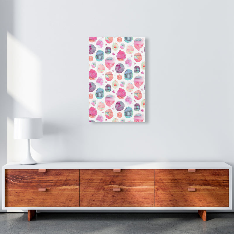 Big Watery Dots Pink Abstract Art Print by Ninola Design A2 Canvas