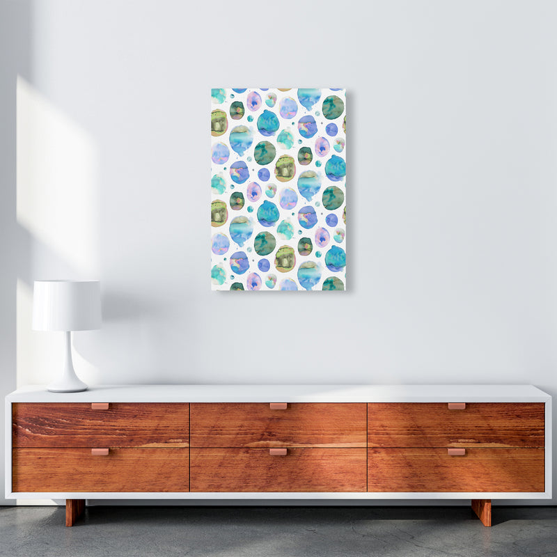 Big Watery Dots Blue Abstract Art Print by Ninola Design A2 Canvas