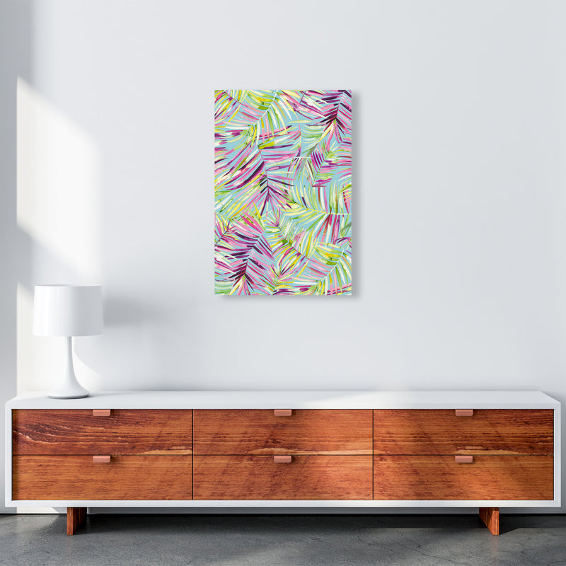 Tropical Palms Blue Abstract Art Print by Ninola Design A2 Canvas