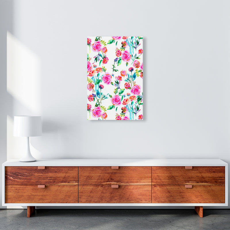 Roses Bouquet Pink Abstract Art Print by Ninola Design A2 Canvas