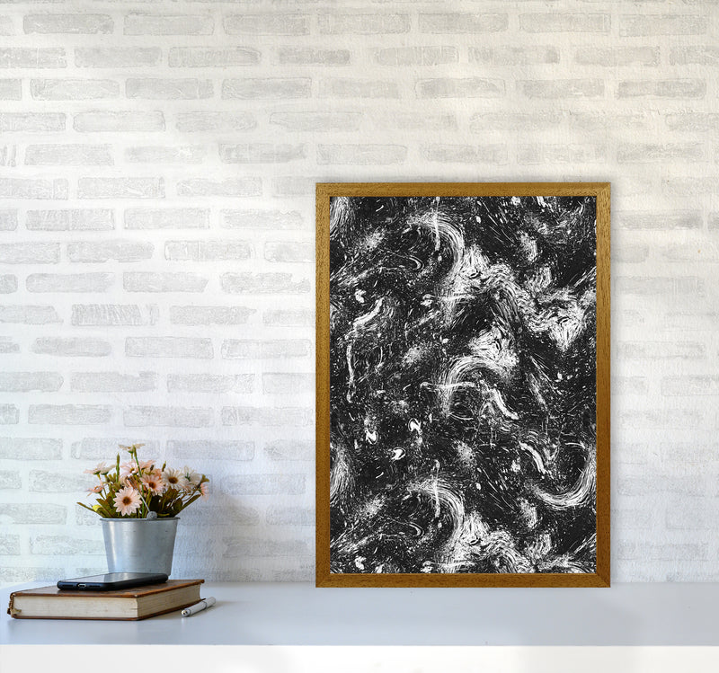 Abstract Dripping Painting Black White Abstract Art Print by Ninola Design A2 Print Only