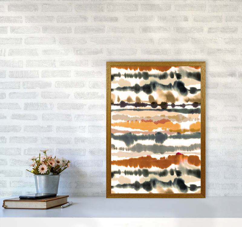 Soft Nautical Watercolor Lines Brown Abstract Art Print by Ninola Design A2 Print Only