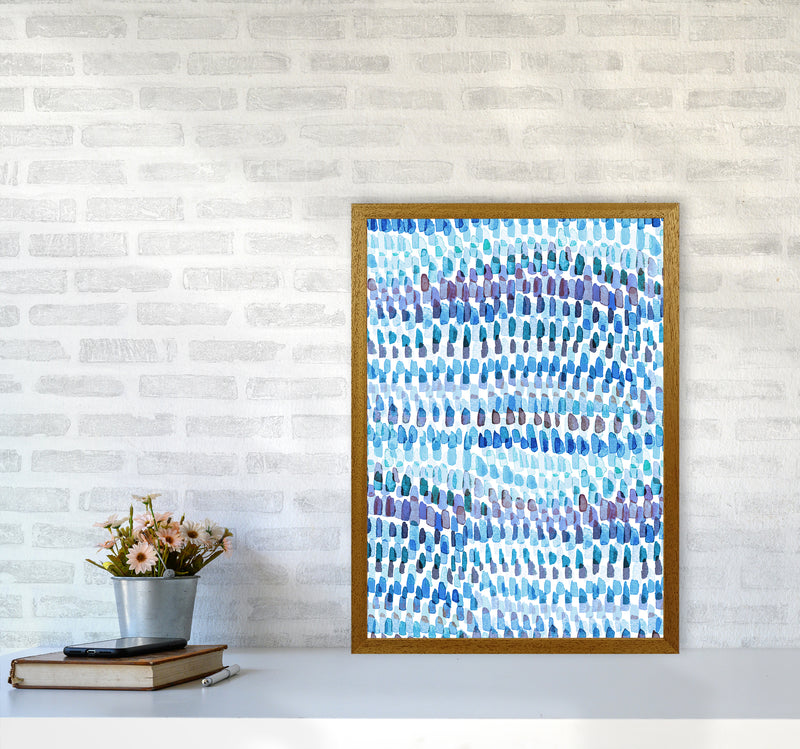 Artsy Strokes Stripes Colorful Blue Abstract Art Print by Ninola Design A2 Print Only