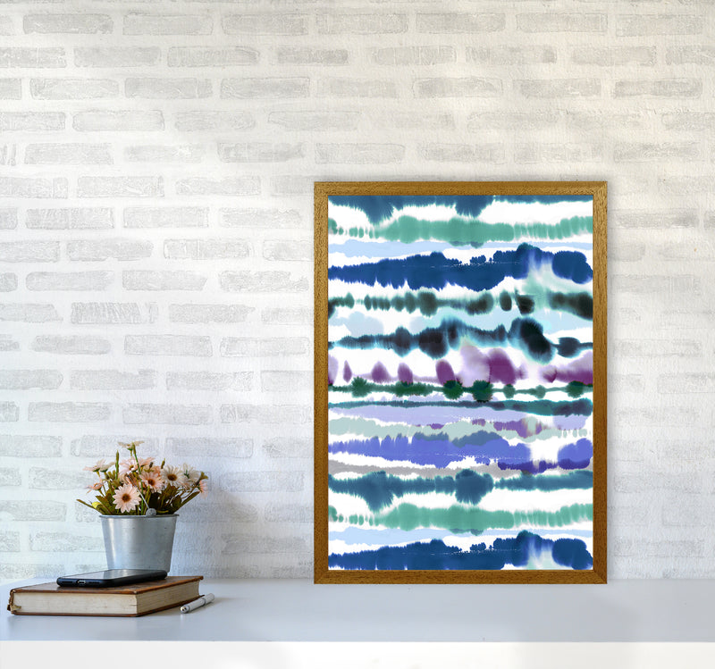 Soft Nautical Watercolor Lines blue Abstract Art Print by Ninola Design A2 Print Only