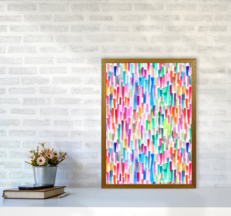 Colorful Brushstrokes Multicolored Abstract Art Print by Ninola Design A2 Print Only