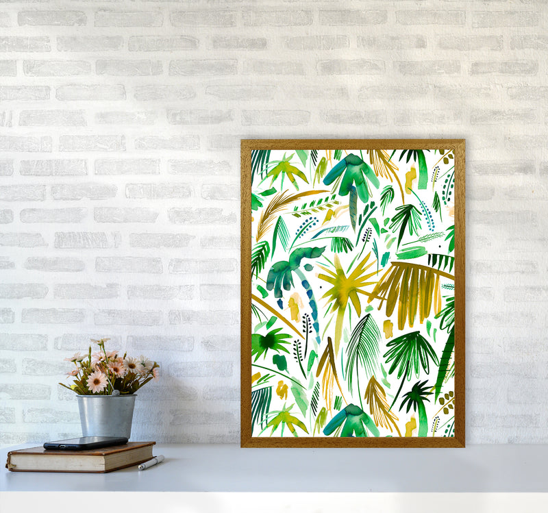 Brushstrokes Tropical Palms Green Abstract Art Print by Ninola Design A2 Print Only