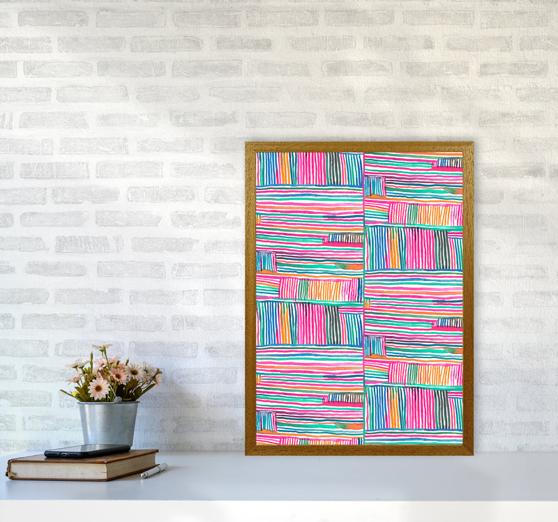 Watercolor Linear Meditation Pink Abstract Art Print by Ninola Design A2 Print Only