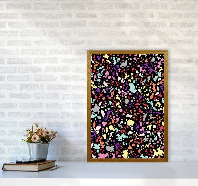 Splatter Dots Multicolored Black Abstract Art Print by Ninola Design A2 Print Only