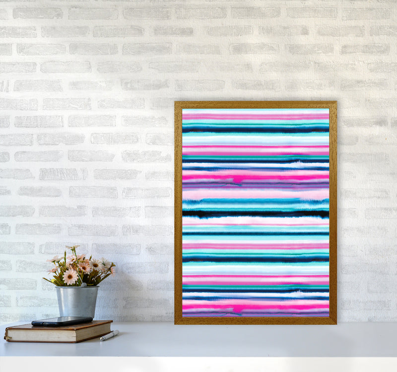Degrade Stripes Watercolor Pink Abstract Art Print by Ninola Design A2 Print Only