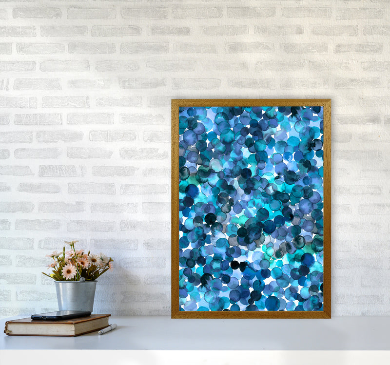 Overlapped Watercolor Dots Blue Abstract Art Print by Ninola Design A2 Print Only