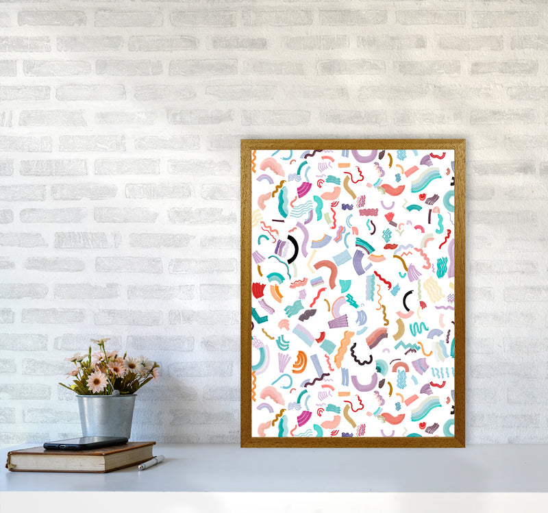 Curly and Zigzag Stripes White Abstract Art Print by Ninola Design A2 Print Only