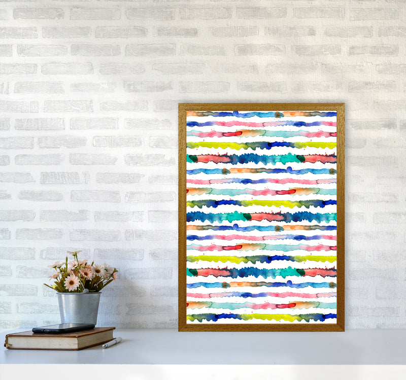 Gradient Watercolor Lines Blue Abstract Art Print by Ninola Design A2 Print Only