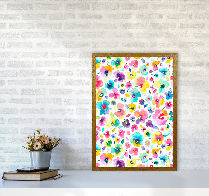 Tropical Flowers Multicolored Abstract Art Print by Ninola Design A2 Print Only