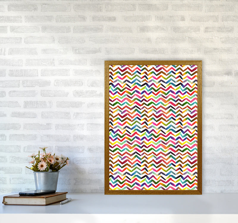 Chevron Stripes Multicolored Abstract Art Print by Ninola Design A2 Print Only