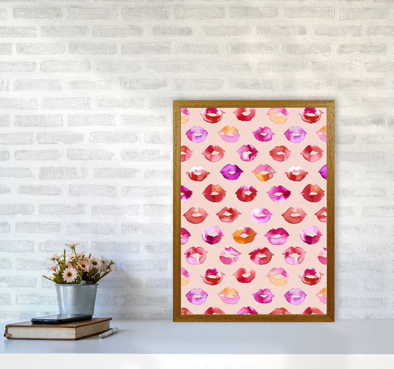Sweet Love Kisses Pink Lips Abstract Art Print by Ninola Design A2 Print Only