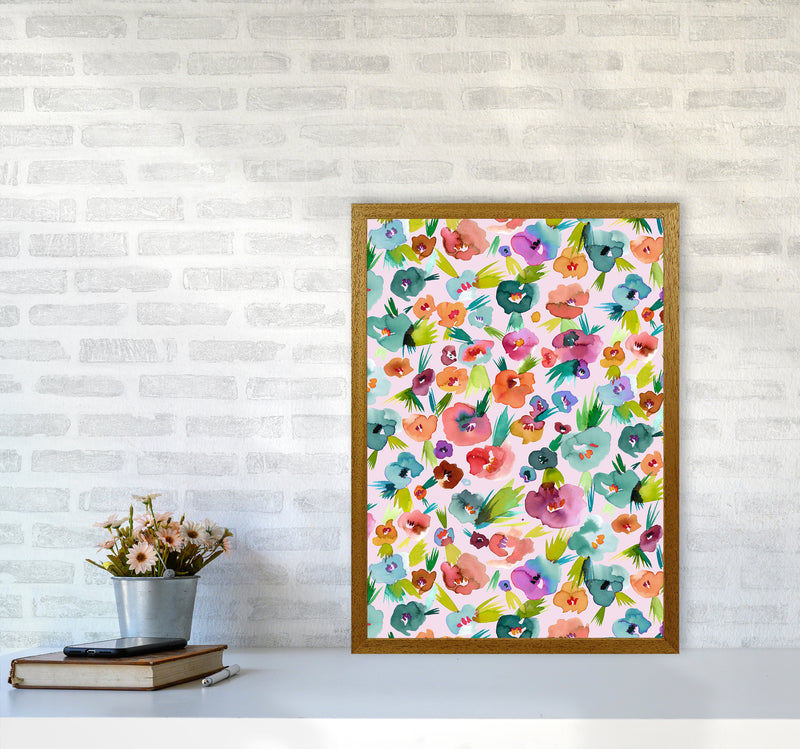 Tropical Watercolor Flowers Abstract Art Print by Ninola Design A2 Print Only
