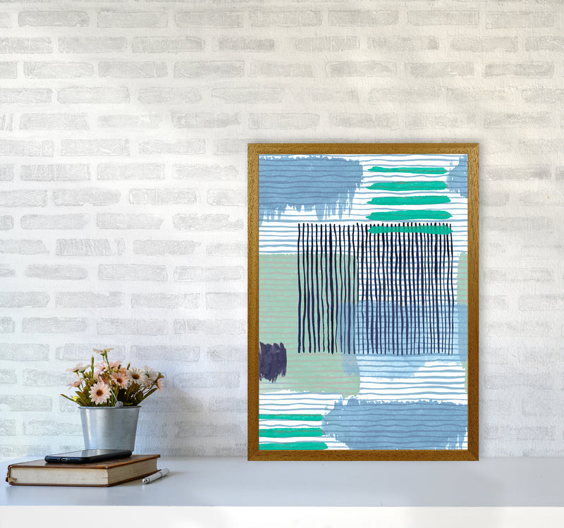 Abstract Striped Geo Green Abstract Art Print by Ninola Design A2 Print Only