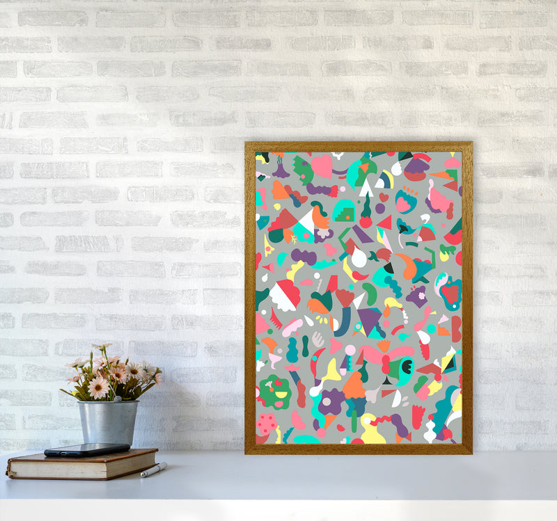 Dreamy Animal Shapes Gray Abstract Art Print by Ninola Design A2 Print Only