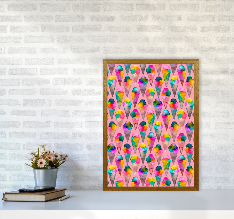 Cute Ice Creams Kids Pink Abstract Art Print by Ninola Design A2 Print Only