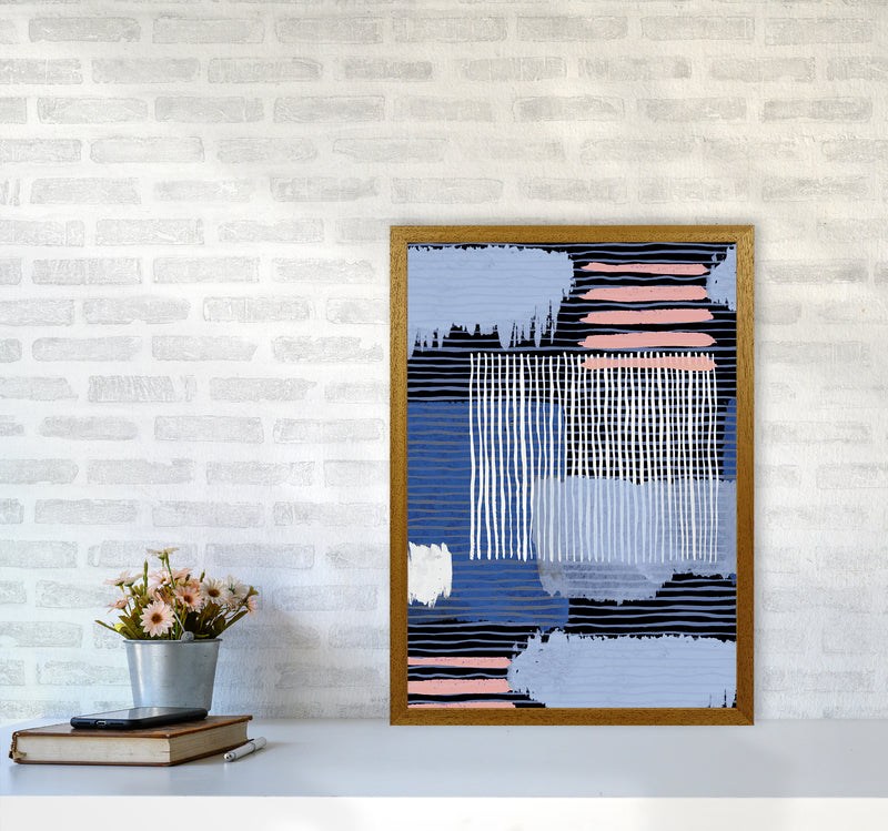 Abstract Striped Geo Blue Abstract Art Print by Ninola Design A2 Print Only