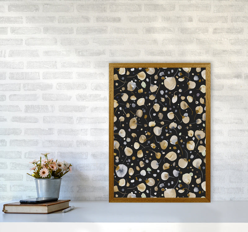 Flying Seeds Gold Silver Abstract Art Print by Ninola Design A2 Print Only