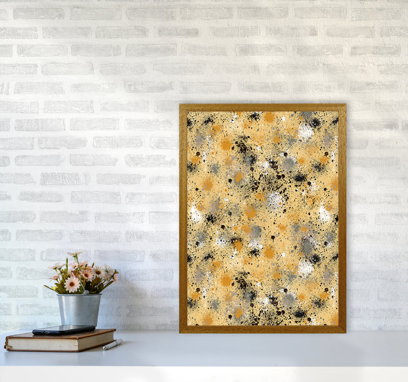 Ink Dust Splatter Yellow Abstract Art Print by Ninola Design A2 Print Only