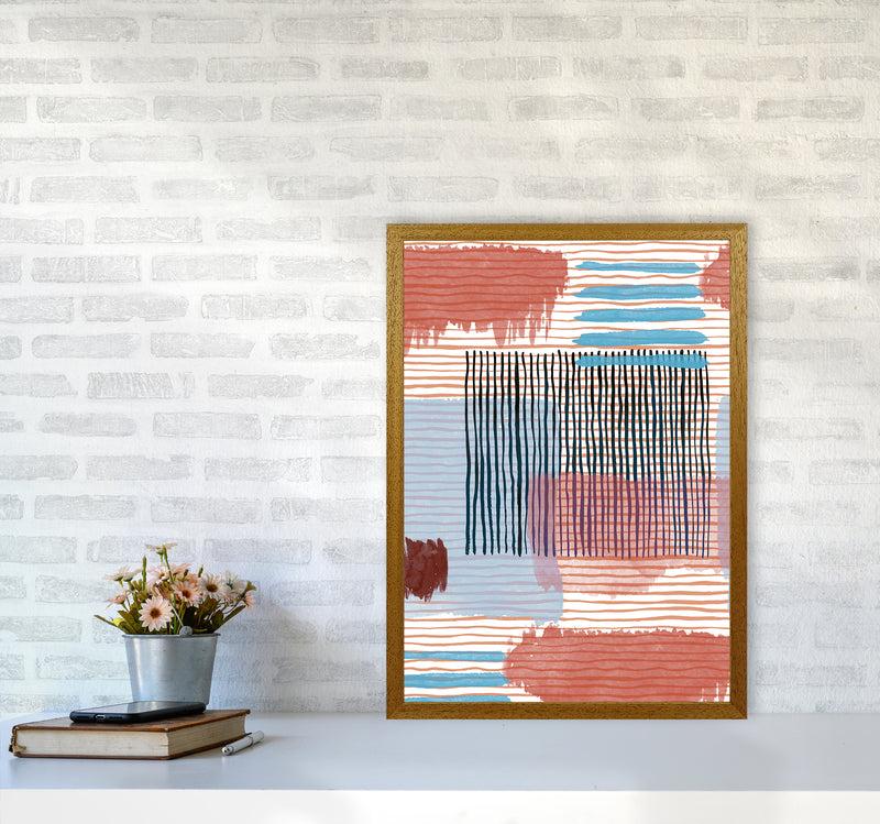 Abstract Striped Geo Red Abstract Art Print by Ninola Design A2 Print Only