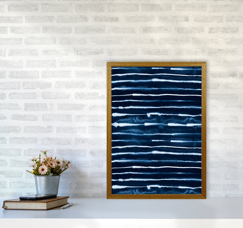 Electric Ink Lines Navy Abstract Art Print by Ninola Design A2 Print Only