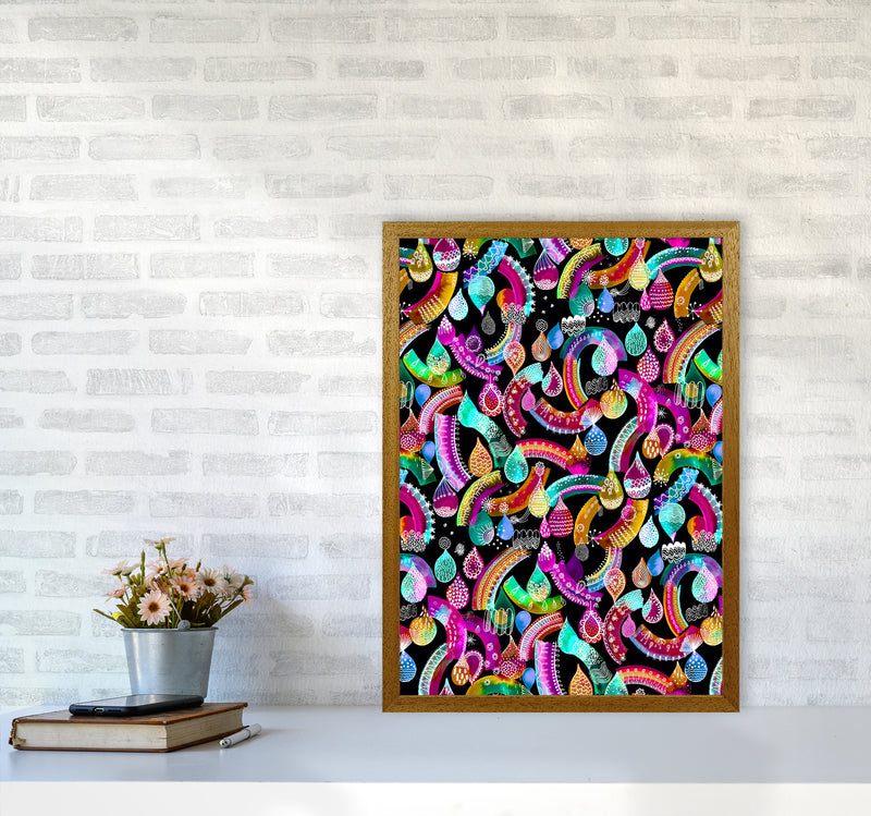Rainbow Lace Neon Kids Abstract Art Print by Ninola Design A2 Print Only
