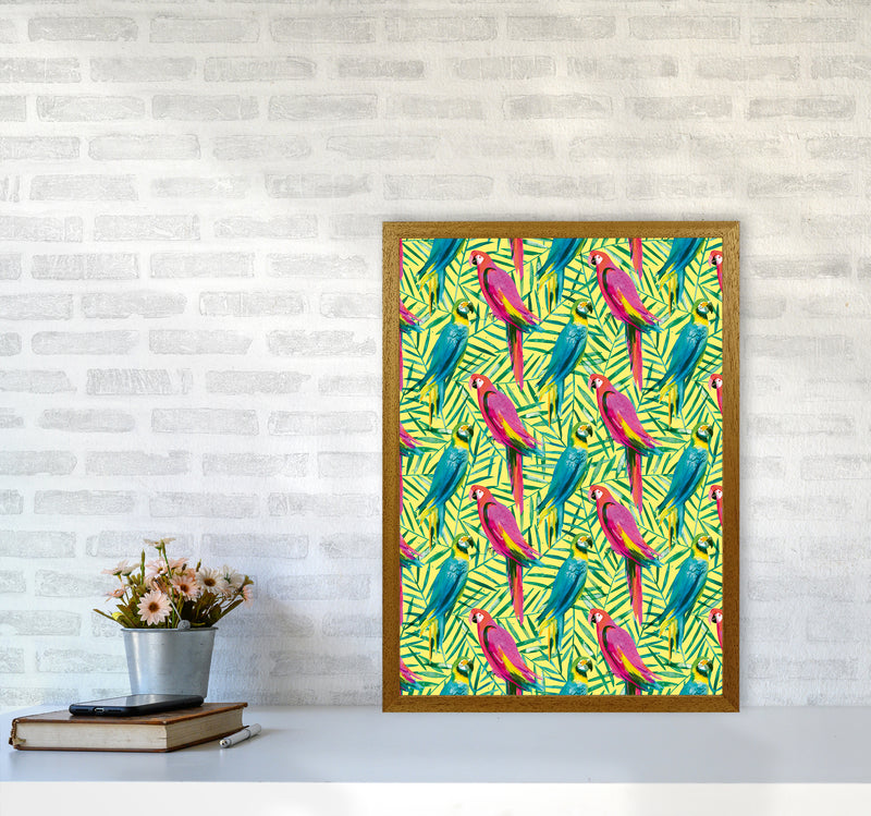 Tropical Parrots Palms Abstract Art Print by Ninola Design A2 Print Only