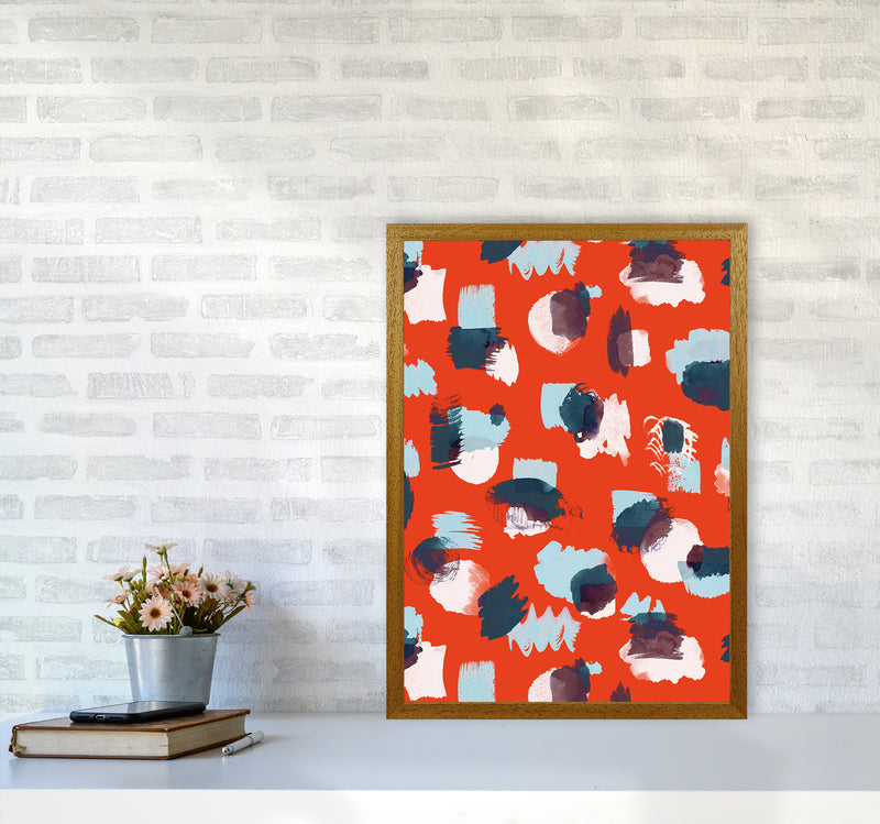 Abstract Stains Coral Abstract Art Print by Ninola Design A2 Print Only