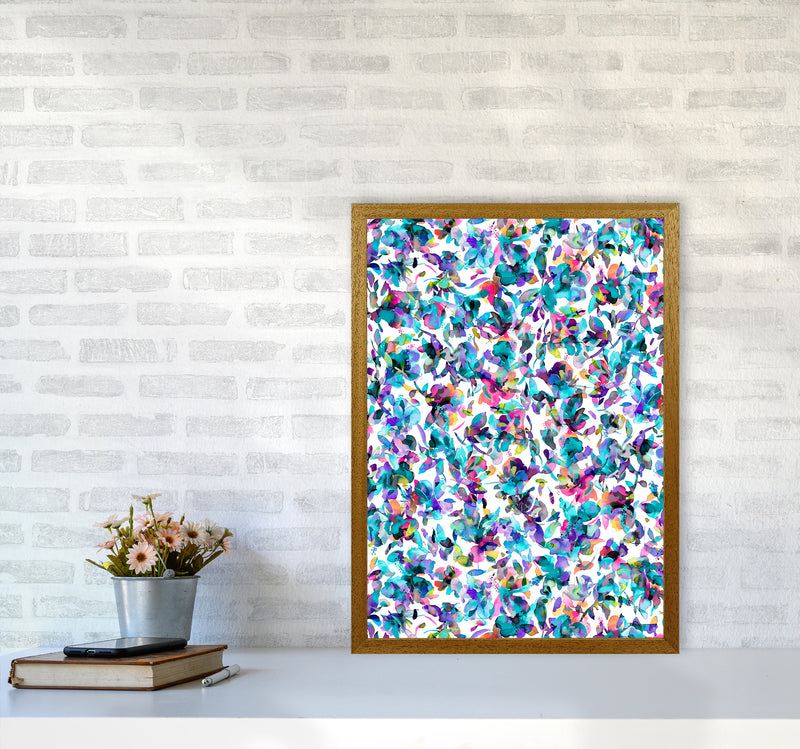Aquatic Flowers Blue Abstract Art Print by Ninola Design A2 Print Only