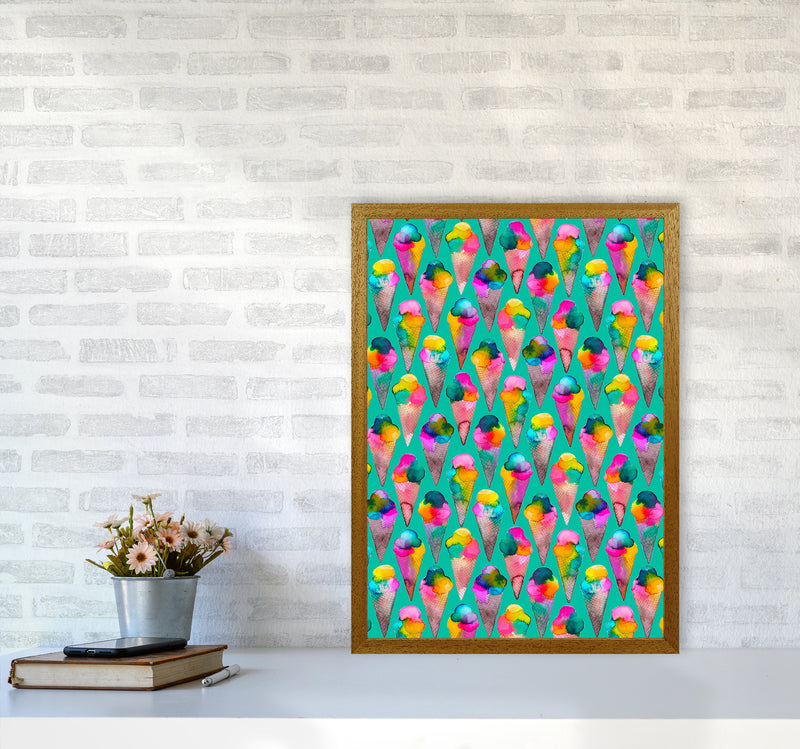 Cute Ice Creams Kids Abstract Art Print by Ninola Design A2 Print Only