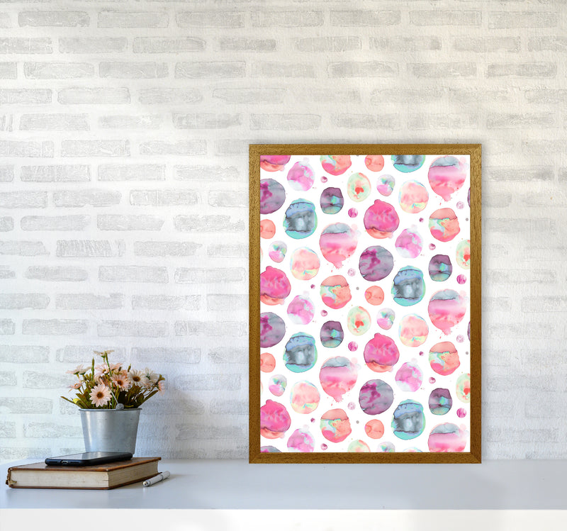 Big Watery Dots Pink Abstract Art Print by Ninola Design A2 Print Only
