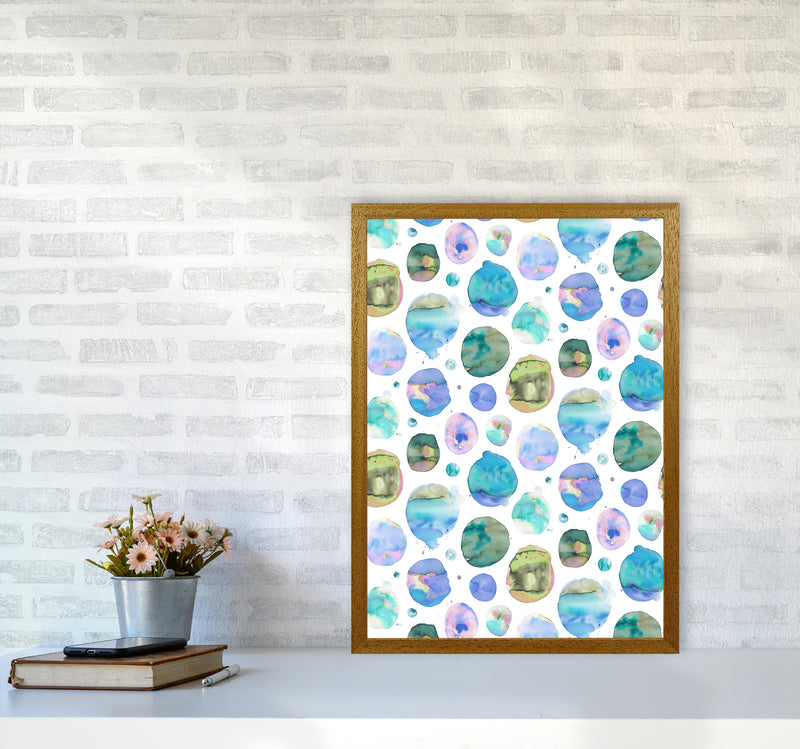 Big Watery Dots Blue Abstract Art Print by Ninola Design A2 Print Only