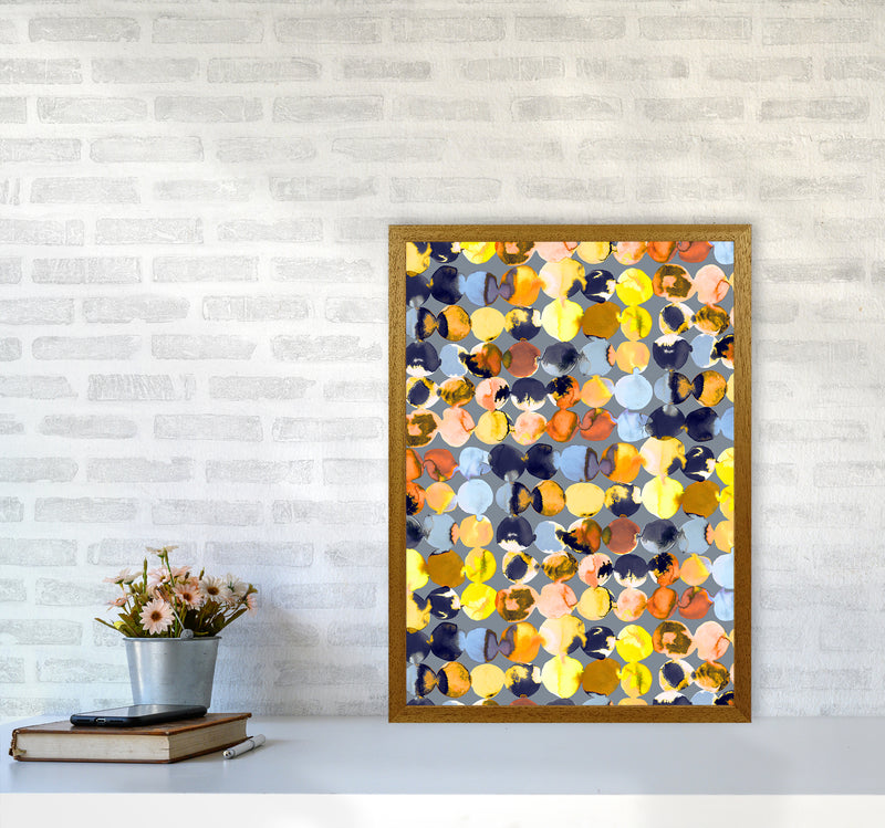Ink Dots Blue Yellow Abstract Art Print by Ninola Design A2 Print Only