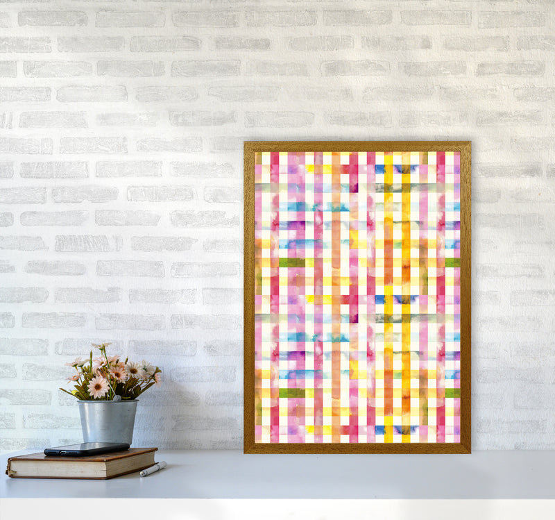 Gingham Vichy Yellow Abstract Art Print by Ninola Design A2 Print Only