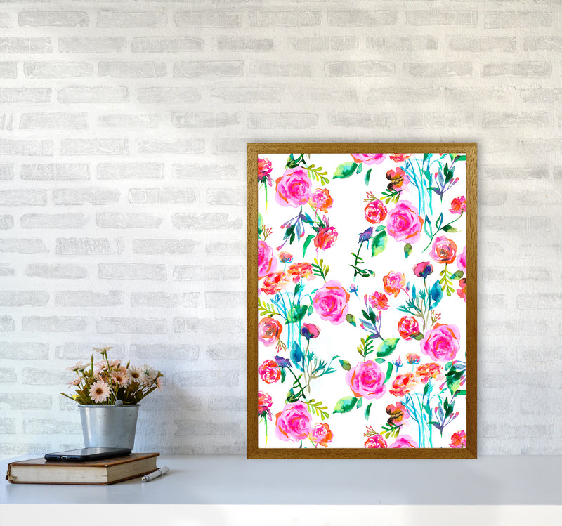 Roses Bouquet Pink Abstract Art Print by Ninola Design A2 Print Only