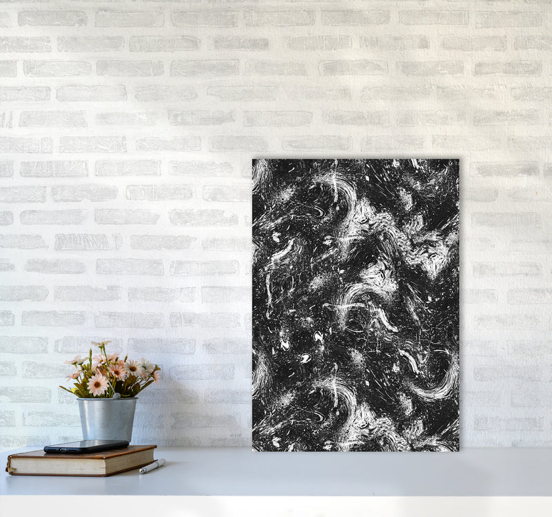 Abstract Dripping Painting Black White Abstract Art Print by Ninola Design A2 Black Frame