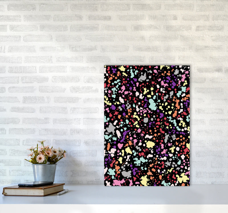 Splatter Dots Multicolored Black Abstract Art Print by Ninola Design A2 Black Frame