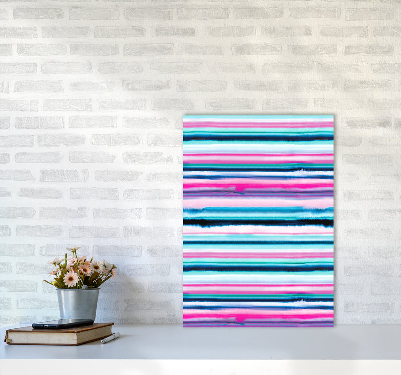 Degrade Stripes Watercolor Pink Abstract Art Print by Ninola Design A2 Black Frame