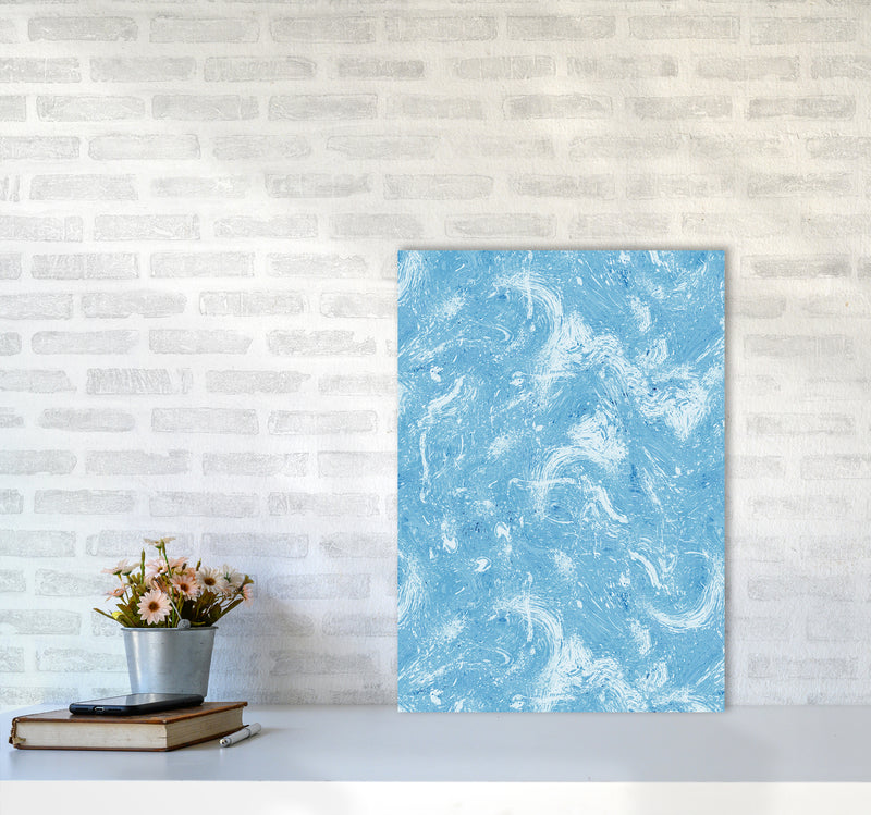 Abstract Dripping Painting Blue Abstract Art Print by Ninola Design A2 Black Frame