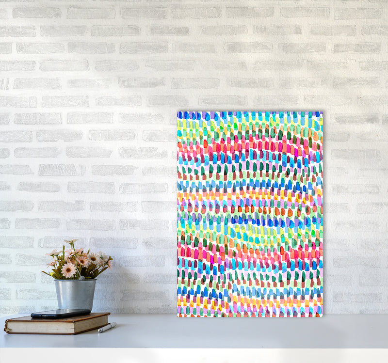 Artsy Strokes Stripes Colorful Abstract Art Print by Ninola Design A2 Black Frame