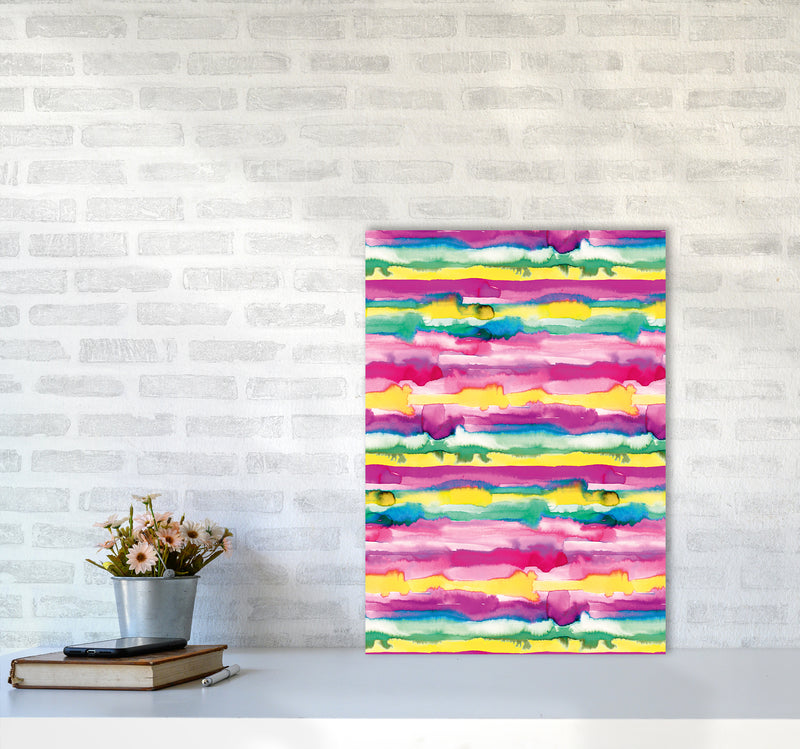 Gradient Tropical Color Lines Abstract Art Print by Ninola Design A2 Black Frame