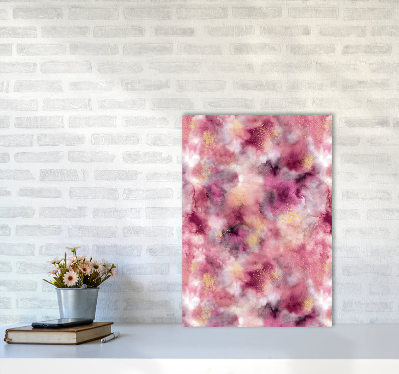 Smoky Marble Watercolor Pink Abstract Art Print by Ninola Design A2 Black Frame