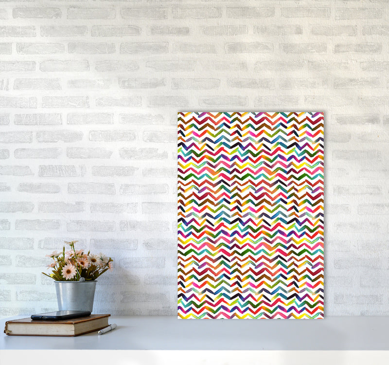 Chevron Stripes Multicolored Abstract Art Print by Ninola Design A2 Black Frame