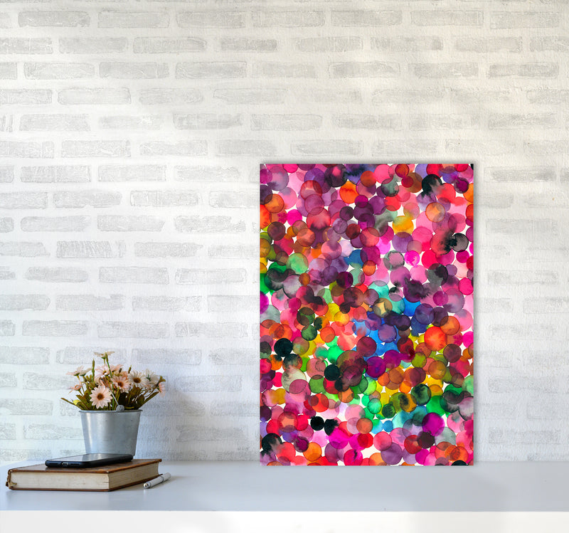 Overlapped Watercolor Dots Abstract Art Print by Ninola Design A2 Black Frame