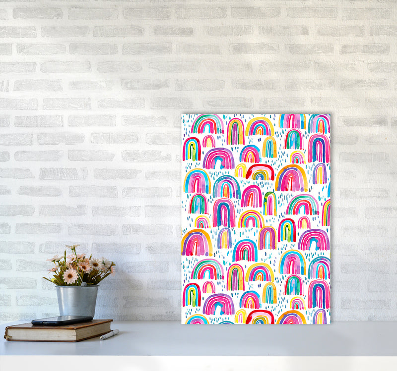 Cute Watercolor Rainbows Abstract Art Print by Ninola Design A2 Black Frame